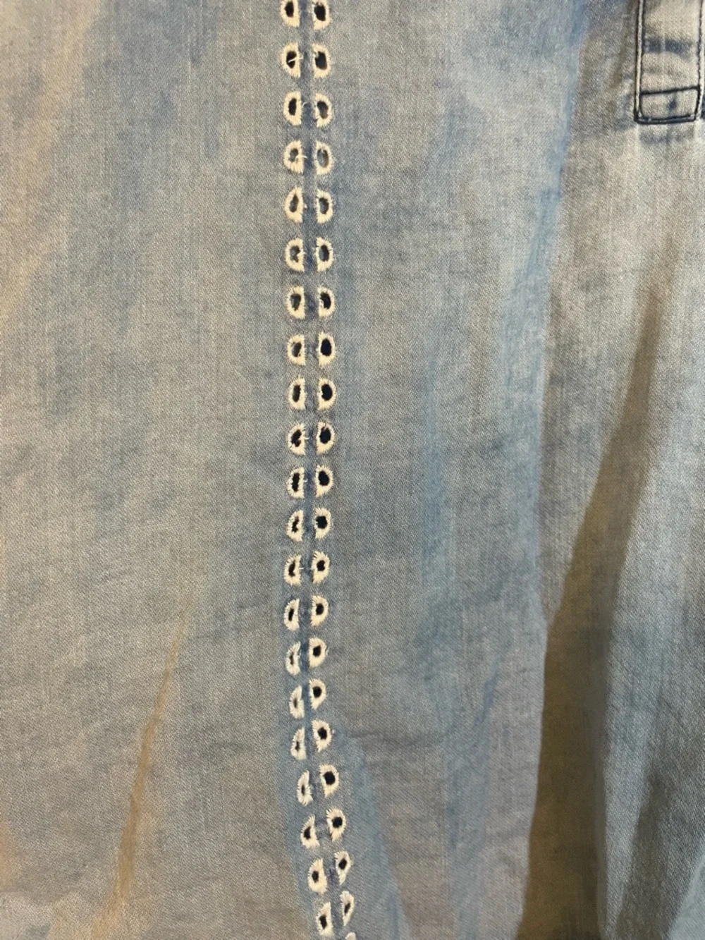 Sundance Light Blue Eyelet-Trim Peasant Blouse - Picture 2 of 6